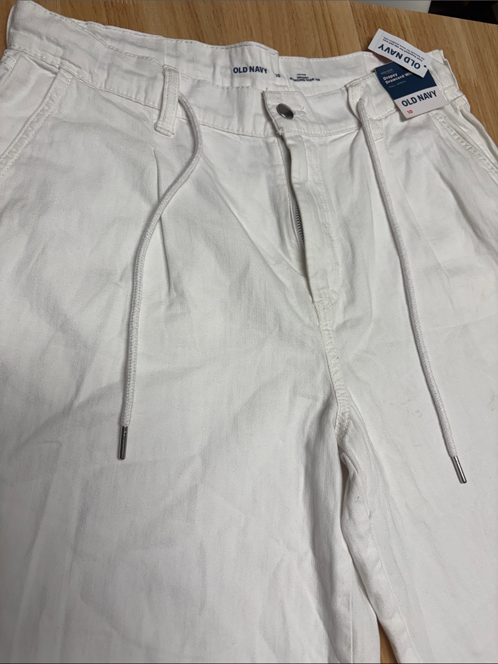Old Navy White Drawstring Casual Pants with Belt Loops